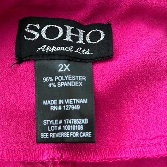 Soho Women’s Plus-Size Classic Straight-Leg Mid-Rise Hot Pink Pants 2X - Picture 6 of 9